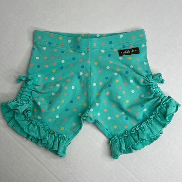 Matilda Jane lime green polka dot cinched and ruffled shorts size 6 NWOT - Picture 1 of 9